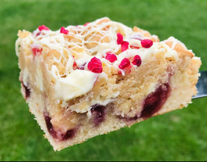 Raspberry & White Chocolate Crumb Cake