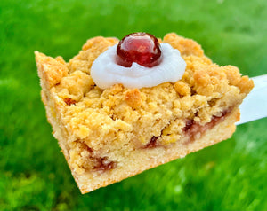 Cherry Bakewell Crumb Cake